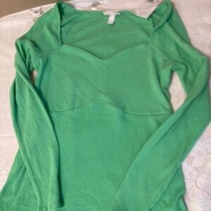 Isabel by Ingrid & Isabel Maternity Solid Green Long Sleeve Shirt Top Large Nwt